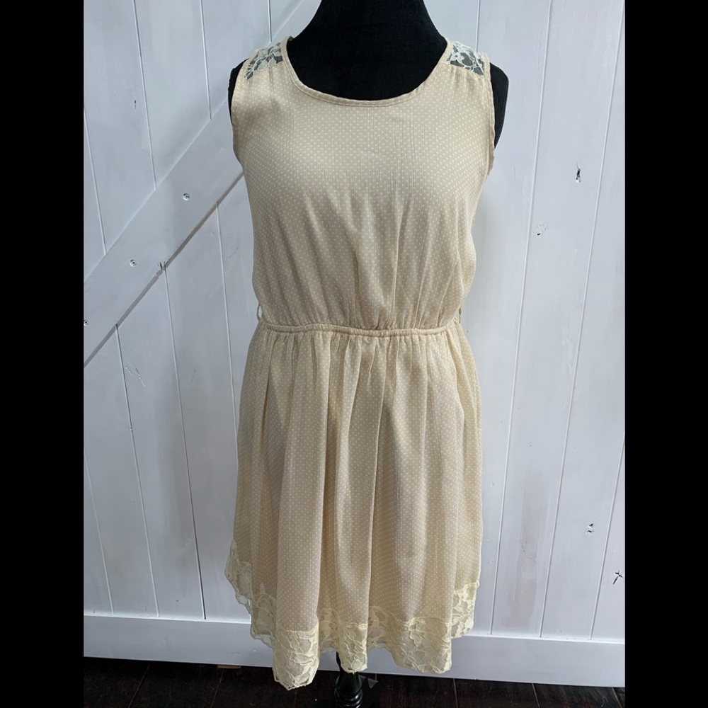 Pale yellow polka dot dress